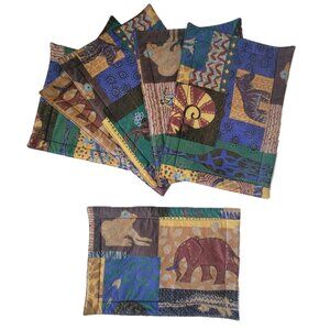 Quilted Table Placemats Table Settings Animal Print Patchwork Design Set of 6